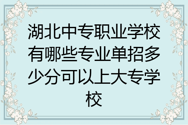 湖北中专职业学校有哪些专业单招多少分可以上大专学校