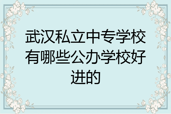 武汉私立中专学校有哪些公办学校好进的