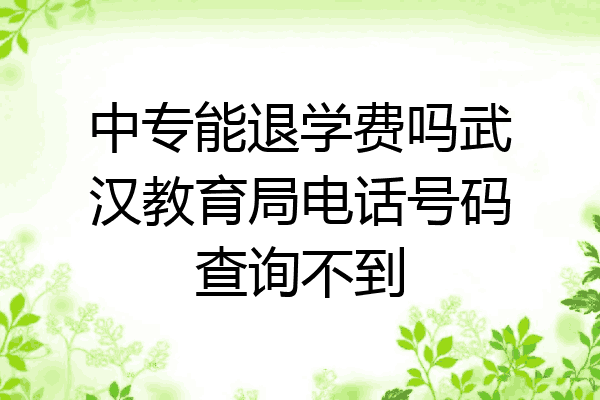 中专能退学费吗武汉教育局电话号码查询不到