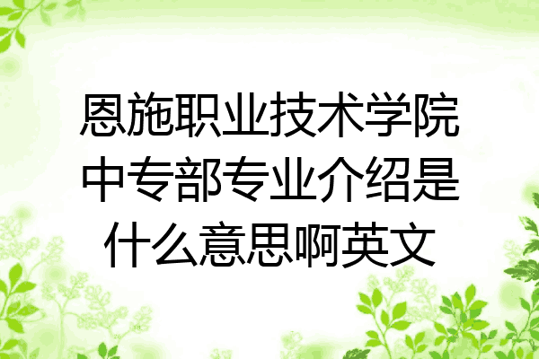恩施职业技术学院中专部专业介绍是什么意思啊英文