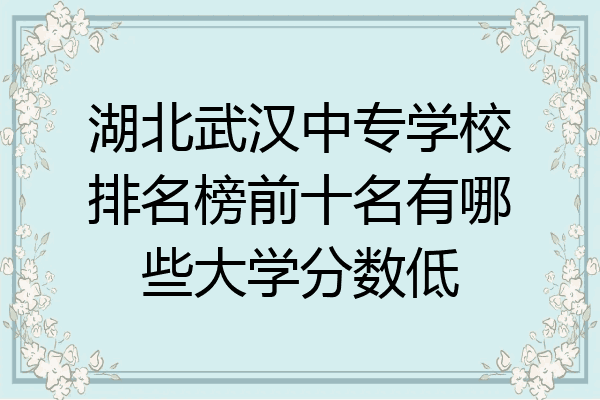 湖北武汉中专学校排名榜前十名有哪些大学分数低