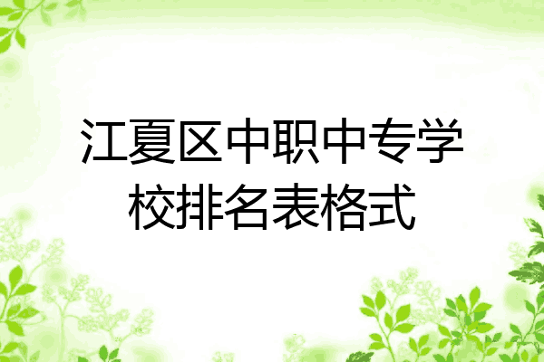 江夏区中职中专学校排名表格式