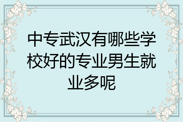 中专武汉有哪些学校好的专业男生就业多呢