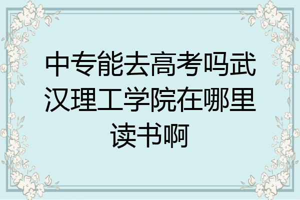 中专能去高考吗武汉理工学院在哪里读书啊