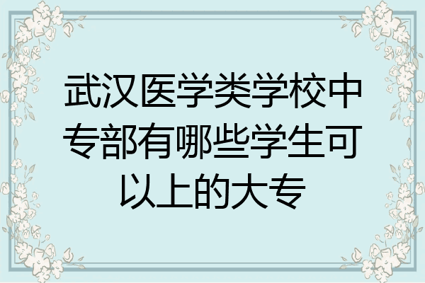 武汉医学类学校中专部有哪些学生可以上的大专