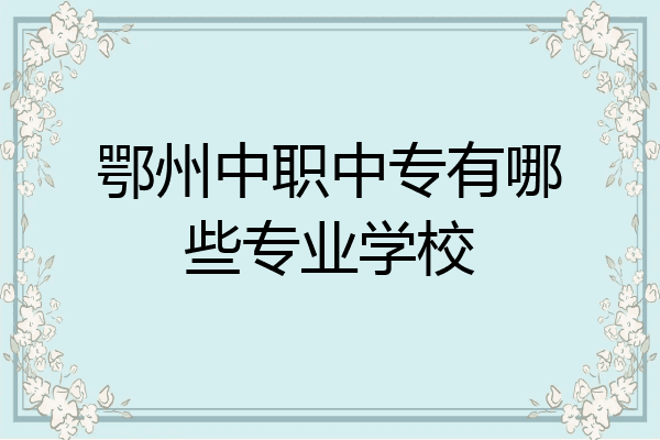 鄂州中职中专有哪些专业学校