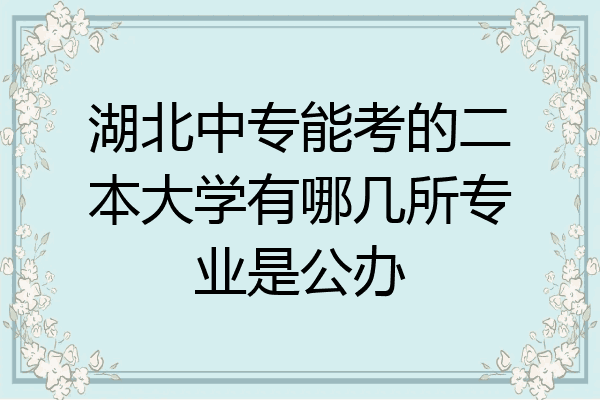 湖北中专能考的二本大学有哪几所专业是公办