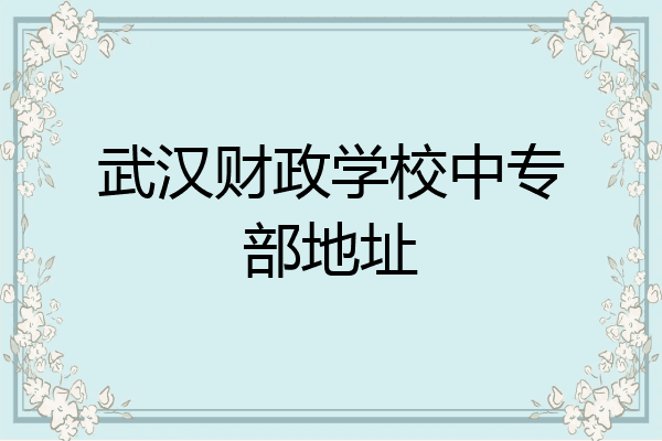 武汉财政学校中专部地址
