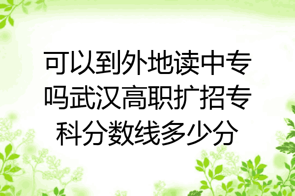 可以到外地读中专吗武汉高职扩招专科分数线多少分