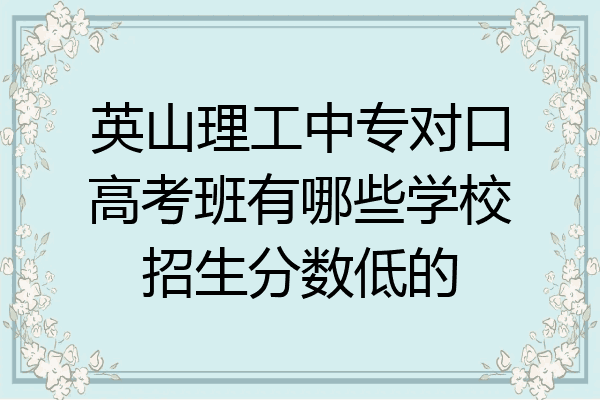 英山理工中专对口高考班有哪些学校招生分数低的