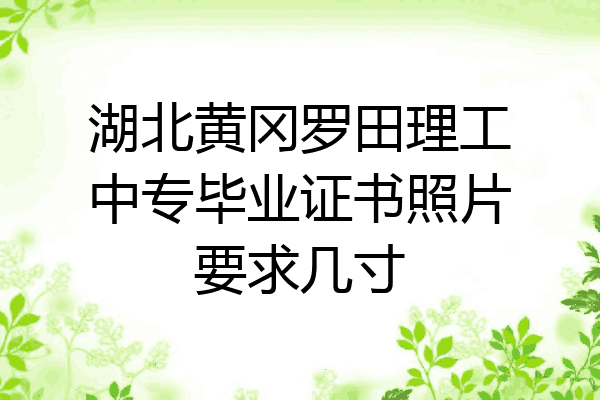 湖北黄冈罗田理工中专毕业证书照片要求几寸