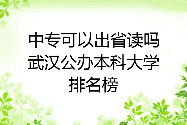 中专可以出省读吗武汉公办本科大学排名榜