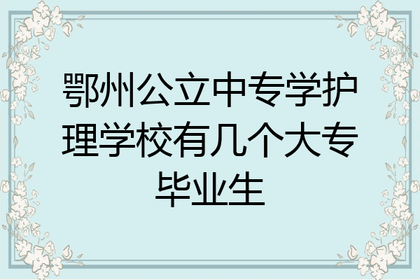 鄂州公立中专学护理学校有几个大专毕业生