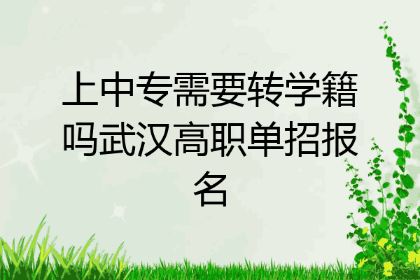 上中专需要转学籍吗武汉高职单招报名