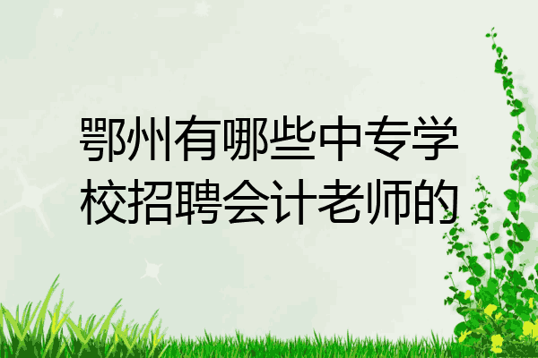 鄂州有哪些中专学校招聘会计老师的