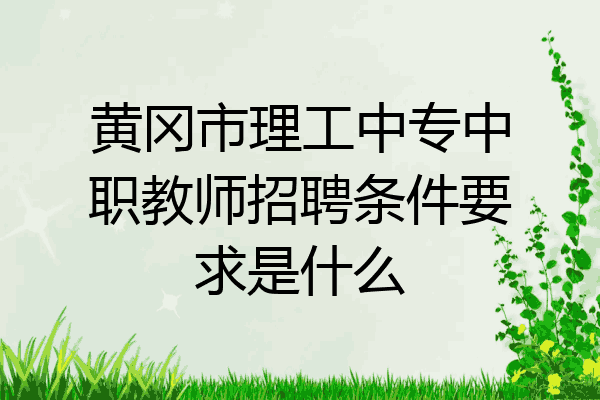 黄冈市理工中专中职教师招聘条件要求是什么