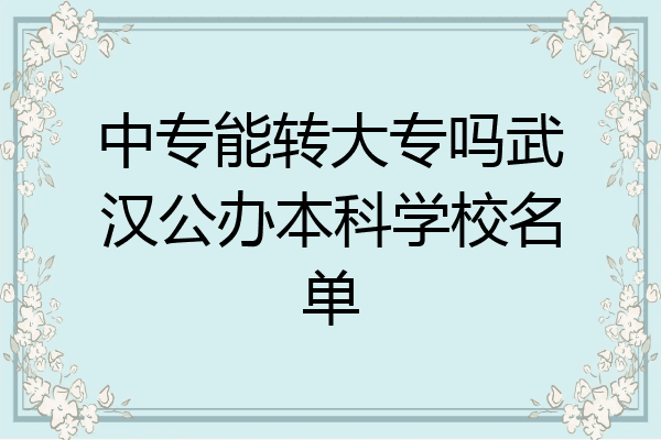 中专能转大专吗武汉公办本科学校名单