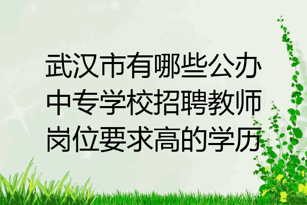 武汉市有哪些公办中专学校招聘教师岗位要求高的学历