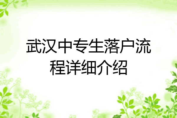 武汉中专生落户流程详细介绍