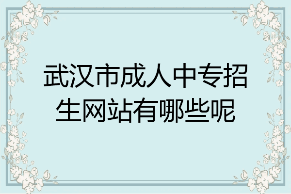 武汉市成人中专招生网站有哪些呢
