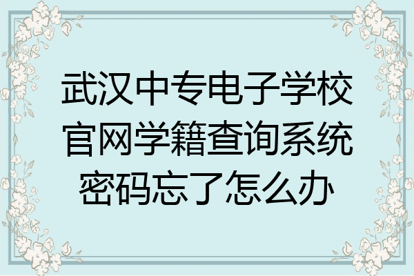 武汉中专电子学校官网学籍查询系统密码忘了怎么办