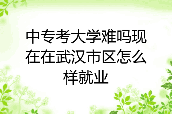 中专考大学难吗现在在武汉市区怎么样就业