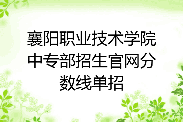 襄阳职业技术学院中专部招生官网分数线单招