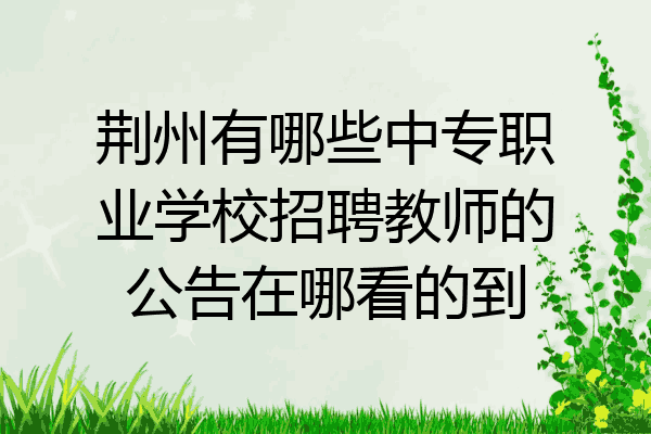 荆州有哪些中专职业学校招聘教师的公告在哪看的到