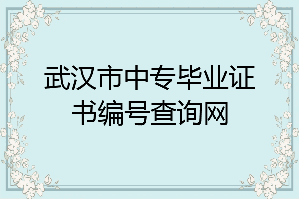 武汉市中专毕业证书编号查询网