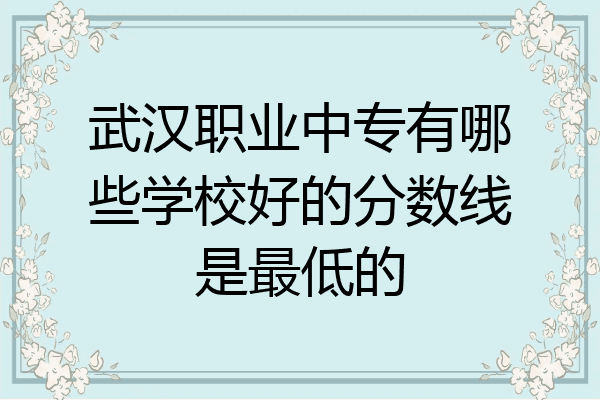 武汉职业中专有哪些学校好的分数线是最低的