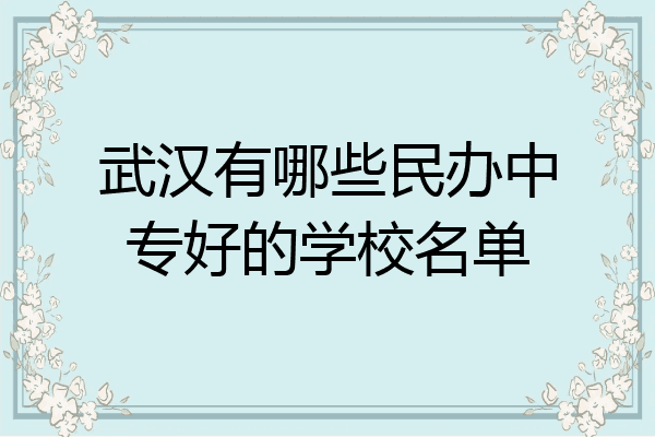 武汉有哪些民办中专好的学校名单