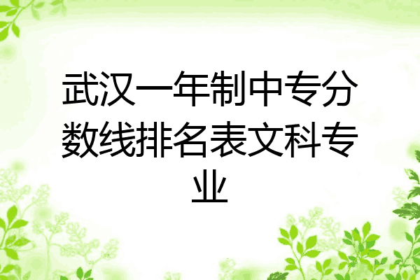 武汉一年制中专分数线排名表文科专业
