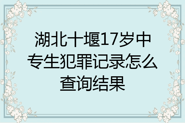 湖北十堰17岁中专生犯罪记录怎么查询结果