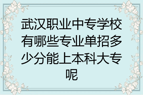 武汉职业中专学校有哪些专业单招多少分能上本科大专呢