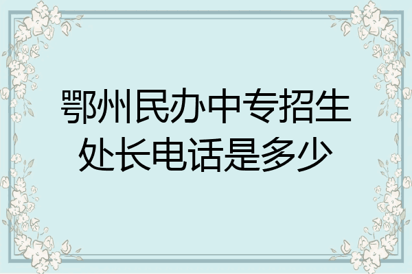 鄂州民办中专招生处长电话是多少