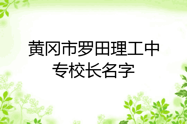 黄冈市罗田理工中专校长名字