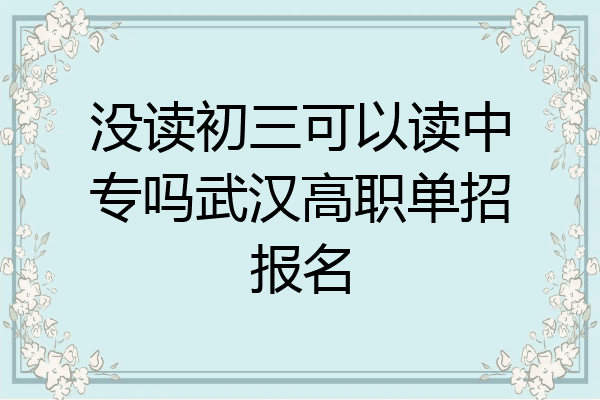 没读初三可以读中专吗武汉高职单招报名