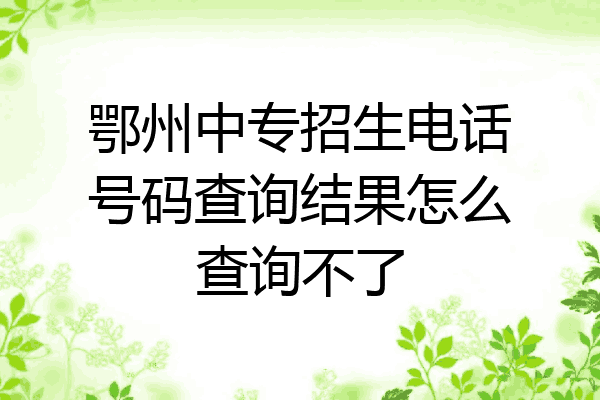 鄂州中专招生电话号码查询结果怎么查询不了