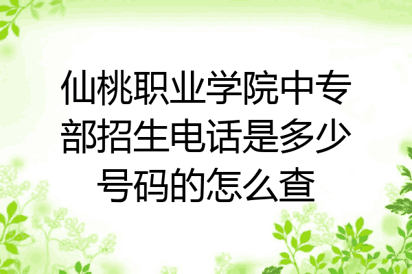 仙桃职业学院中专部招生电话是多少号码的怎么查