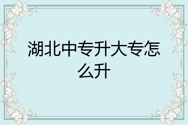 湖北中专升大专怎么升