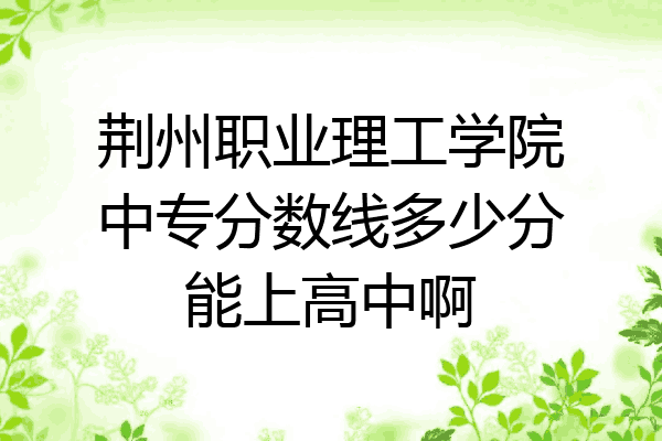荆州职业理工学院中专分数线多少分能上高中啊