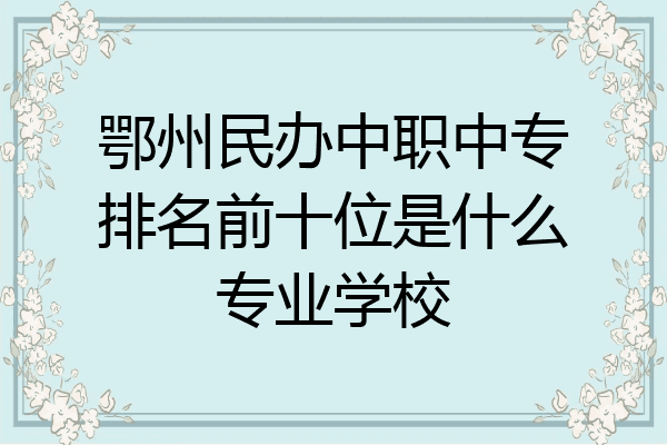 鄂州民办中职中专排名前十位是什么专业学校