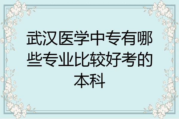武汉医学中专有哪些专业比较好考的本科
