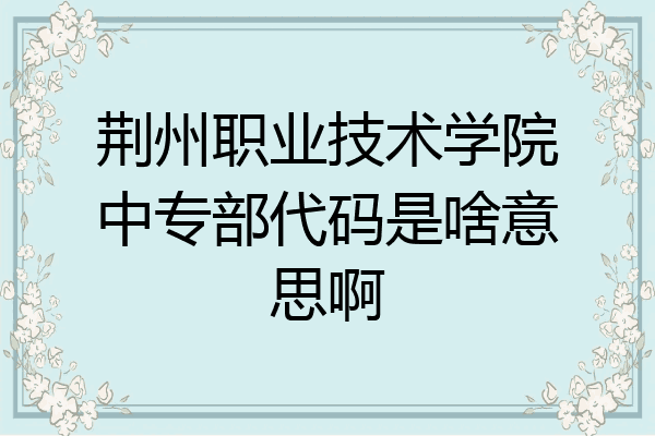 荆州职业技术学院中专部代码是啥意思啊