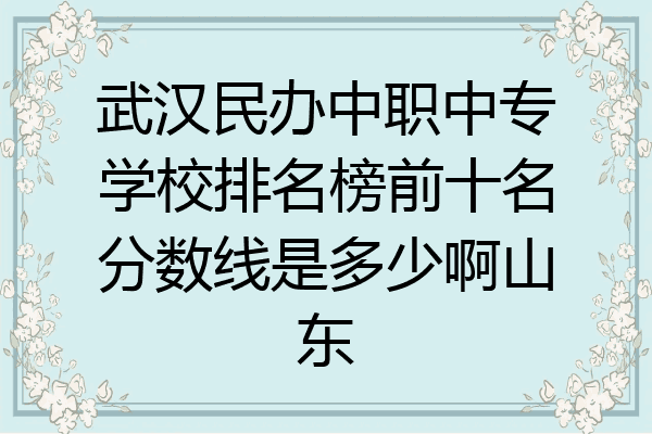 武汉民办中职中专学校排名榜前十名分数线是多少啊山东