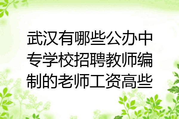 武汉有哪些公办中专学校招聘教师编制的老师工资高些