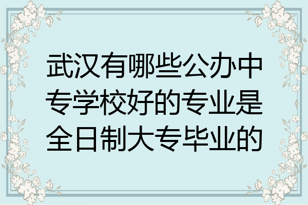 武汉有哪些公办中专学校好的专业是全日制大专毕业的