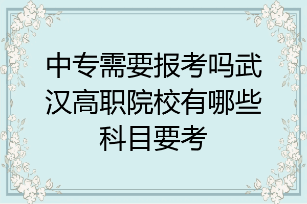 中专需要报考吗武汉高职院校有哪些科目要考