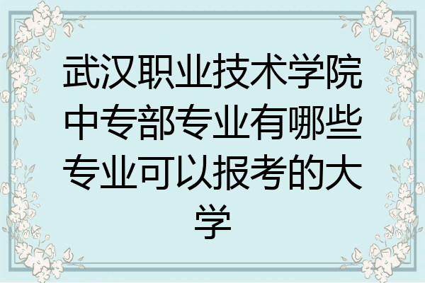 武汉职业技术学院中专部专业有哪些专业可以报考的大学