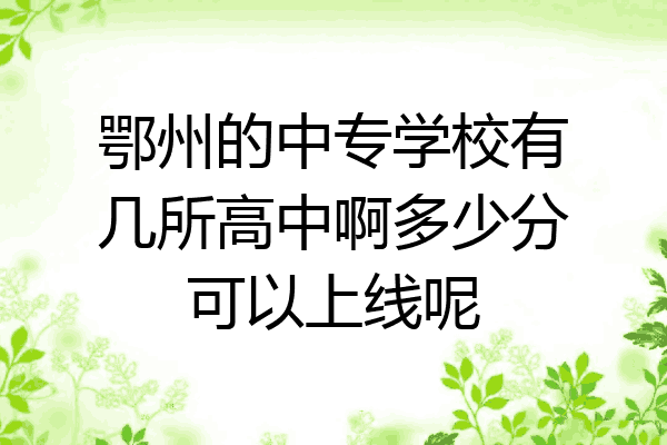 鄂州的中专学校有几所高中啊多少分可以上线呢